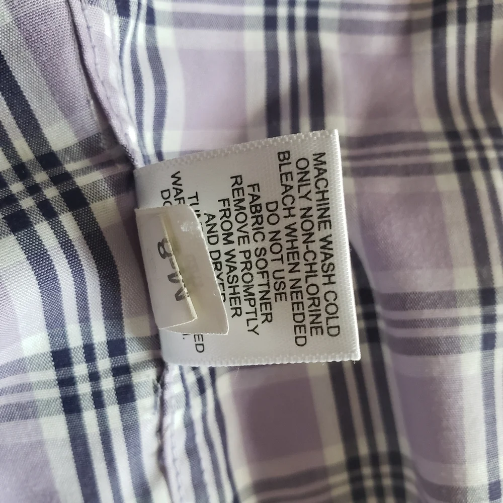 Banana Republic Lavender Plaid Slim Fit Non Iron Men's Dress Shirt Size M